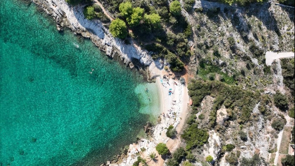 Aerial view of a cove on the Dalmatian coast
